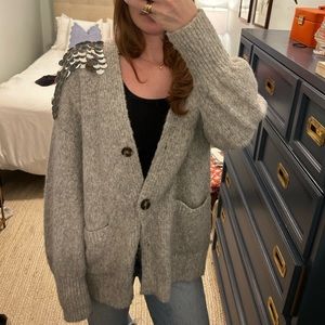 Eleven Six Cora Sequined Shoulder Cardigan Alpaca Wool